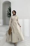 Çapraz Düğmeli Elbise  Krem