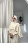 Pelerin Yaka Elbise Krem