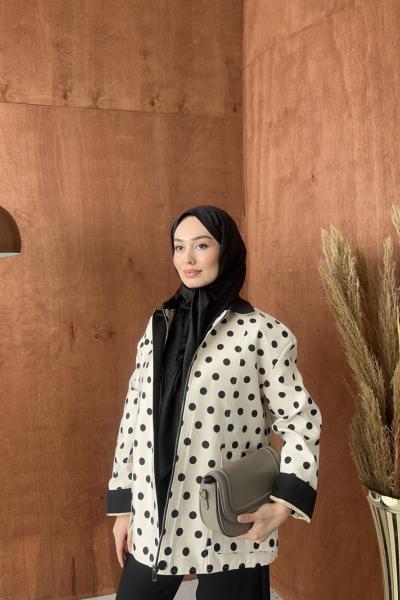 Puantiyeli Trenç Ekru