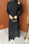Sandy Tokalı Elbise Siyah