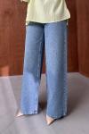 Taşlı Wide Leg Jean Açık Mavi