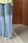 Taşlı Wide Leg Jean Açık Mavi
