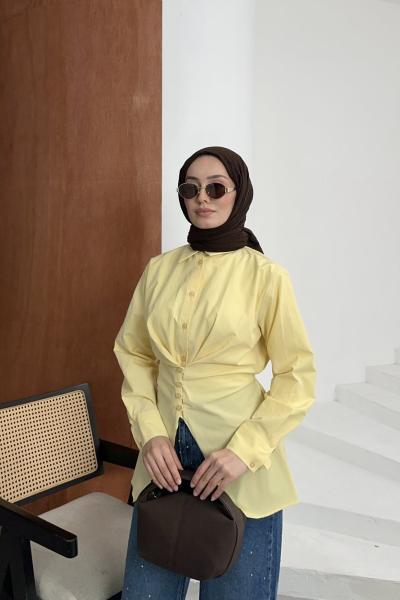 Belden Oturtmalı Gömlek Sarı