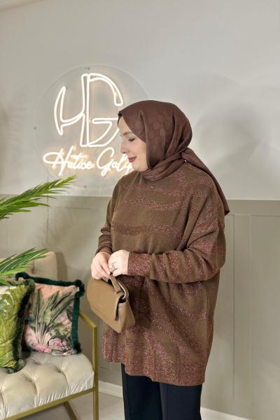 ZEBRA DESEN SOĞUK İPLİK TRİKO KAHVE Koyu Kahverengi