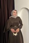 PELERİN DETAY SCUBA ELBİSE Acı Kahve